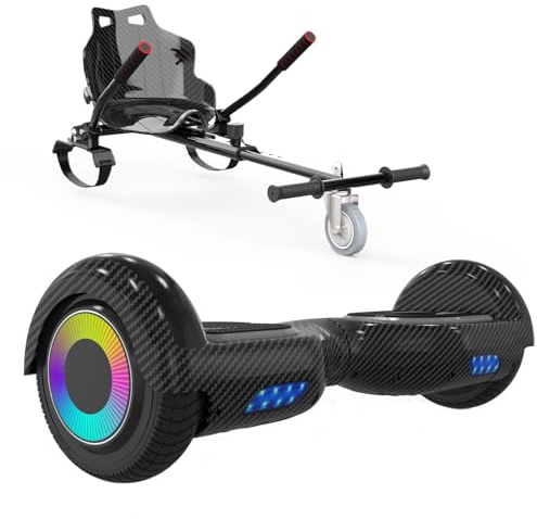 ELEKGO Hoverboards für Kinder, 6.5 Zoll Zweirad Selbstbalancierendes Hoverboards mit Go-Kart, mit LED-Leuchten, Bluetooth Lautsprecher für Jugendliche