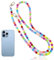 AORVYUI Cordon Telephone Portable, Universelles Chaine Telephone Portable, Bijoux de Telephone Porte Badge Tour de Cou, Perles Multicolores Morandi Chaine de Telephone avec 2 Patchs(Longueur 120cm)