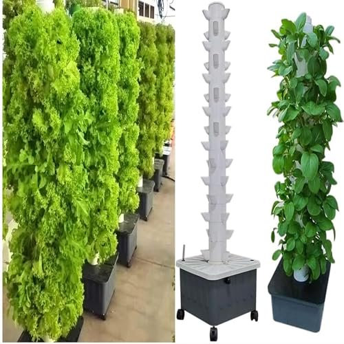 GLFNB GFF Tour de Jardin Hydroponique Verticale (10/15/20/25/33 Trous), Tour hydroponique, Adaptateur + Pompe à Eau, Pots en Filet + Réservoir d'eau Mobile, pour Herbes, Fruits et Légumes d'intéri