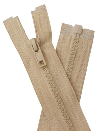 YaHoGa 2 Stück 30 cm Reißverschluss Kunststoff 5mm teilbar Reissverschluss Reißverschluss für Jacken Beige