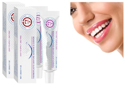 Cuscino adesivo per protesi termoplastica, set di protesi in silicone per ribasatura Kit di ribasatura in silicone per protesi Kit di protesi morbida Adesivo per denti Protesi (2Pezzi)