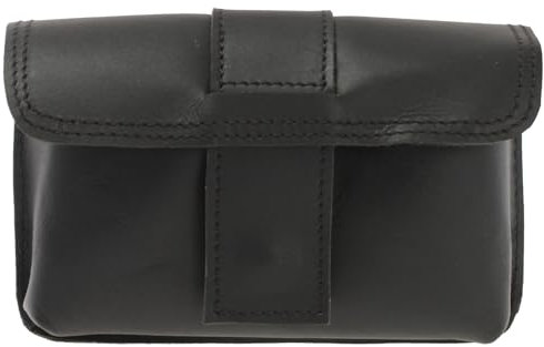 LECONI große Gürteltasche Bauchtasche Leder Hüfttasche Handytasche Ledertasche für Damen & Herren Rindsleder 18x10x6cm schwarz LE9030-wax