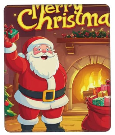 ASDJHFABKY Merry Christmas Gaming-Schreibtischunterlage, Weihnachtsmann-Mauspad, Weihnachtsbaum, Schreibtischmatte, rutschfeste Gummiunterseite, Computer-Mauspads für kabellose Maus, 18 x 22 cm