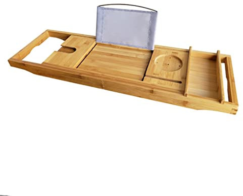 KHYTEBV Plateau de Baignoire Extensible pour Baignoire Spa, Organisateur de Rangement pour Livres, vin, Tablette, Plateau de Baignoire inférieur
