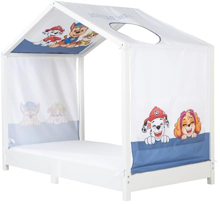 roba Bezug für Montessori Hausbetten 70 x 140 cm im Paw Patrol Design - Passendes Zubehör zum Umbau in Himmelbett - Inkl. 3 Aufbewahrungstaschen & Dachfenster