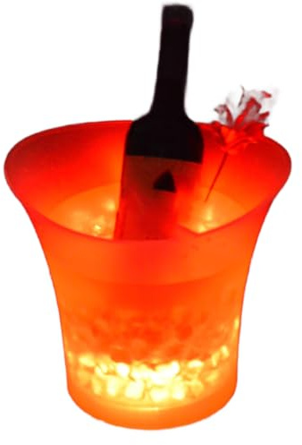 UieoKakeh Champagne Bucket,LED Light, Illuminated Ice Bucket, Waterproof Plastic LED Ice Bucket for Bar, Beer, Champagne Crate Red