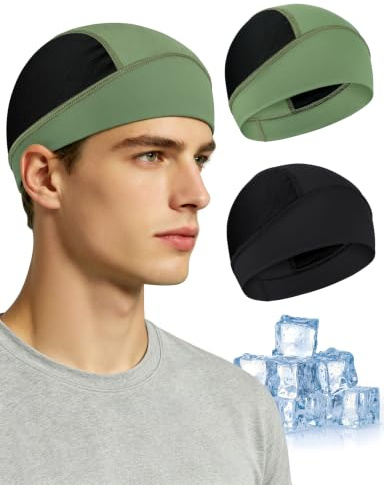 Becellen 2 Piezas Gorros Ciclismo Bajo Casco Verano, Sotocasco Bici Verano | Transpirable|Tacto fresco|Absorbe humedad|Secado rápido|Suave|Agradable con la piel, Forro de Casco Running Skull Cap Unisex