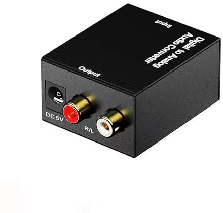 Convertidor audio digital óptica a analógico RCA, Convertidor DAC, Adaptador de audio digital a analógico, Convertidor de señal de audio de óptico a RCA, Incluye alimentación DC 5V, Negro