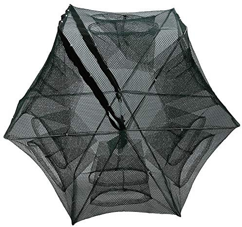 Dilwe Fishing Net, Quickly Opened Fishing Bait Traps with Zipper for Fishes Shrimp Minnow Crayfish Crab Crawdad (6 Holes)