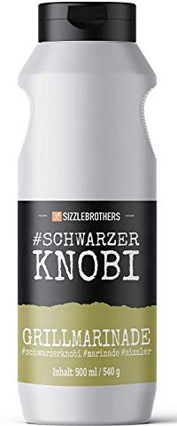 Grillmarinade der SizzleBrothers | 500ml #SchwarzerKnobi | Flüssige Marinade für saftigeres & zarteres Fleisch im Vergleich zum BBQ Rub | Für Grillfleisch wie Steaks, Hähnchen, Pulled Pork & co.