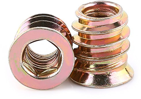 Inserte la tuerca, Fydun 20pcs de acero al carbono hexagonal de accionamiento de tuercas de inserción roscadas para muebles de madera (M6*13mm)