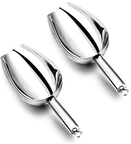 E-far Metal Ice Scoop Set of 2, 12 Ounces Kitchen Ice Scooper for Ice Maker