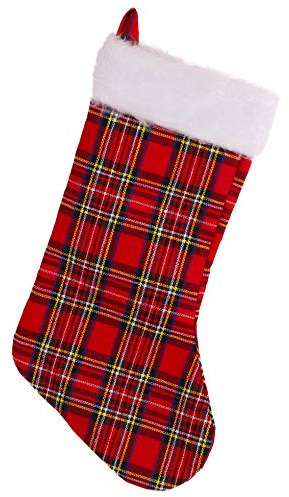Christmas Concepts® 450mm (18) Traditional Tartan With Faux Fur Christmas Stocking - Christmas Decorations & Accessories