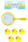 5 Mini Yellow Rubber Ducks with Fishing Net, Children's Bath Toy, Great for Paddling Pool Games and Bathtub Play, Colour Sent at Random (One Pack)
