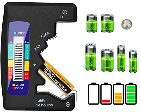 ZHITING Comprobador De Batería Digital,Comprobador De Batería Universal Profesional,para AA AAA 1.5 V 9V Batería Digital Probador Batería Universal