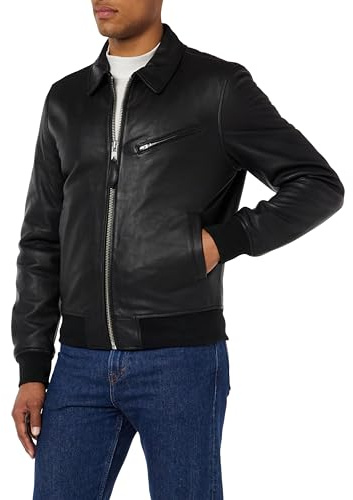 Schott NYC Lcmayfair Chaqueta de Cuero, Negro, L para Hombre