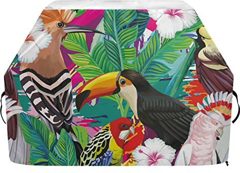 Birds and Leaves 165 cm Grillabdeckungen, wasserdicht, strapazierfähig, UV-beständig, staubdicht, BBQ Abdeckung