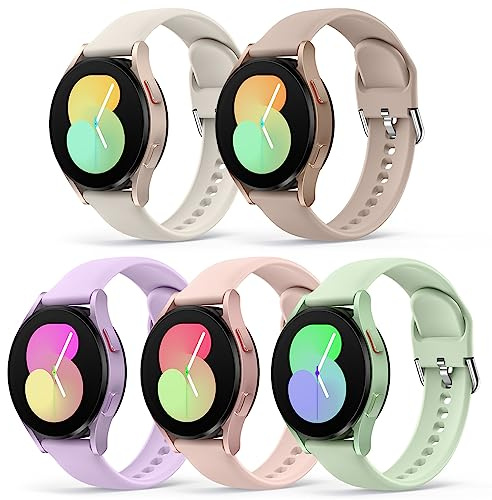 Higgs 5 Piezas Correa 20mm Mujer Hombre, Pulsera, Suave, Silicona Deportiva, Rosa. Compatible con Amazfit GTS/GTS 2(2Mini)/GTS 3/GTS 4 Mini y Bip S/Bip S Lite/Bip U/Bip U Pro,