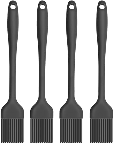 4 Stück Backpinsel 21cm Silikonpinsel Küche Grillpinsel Basting Gebäckbürste Pinsel Backen Hitzebeständig silikon kochpinsel für Backen,Kochen,Grillen