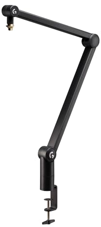 Logitech G Compass Premium Broadcast Boom Arm for Microphone, Internal Springs, Desktop Clamp and Built-in Cable Management, For Recording, Gaming, Streaming - Black