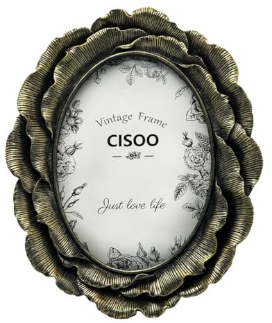 CISOO 5x7 Vintage Oval Picture Frame Antique Black Gold Photo Frame Decor