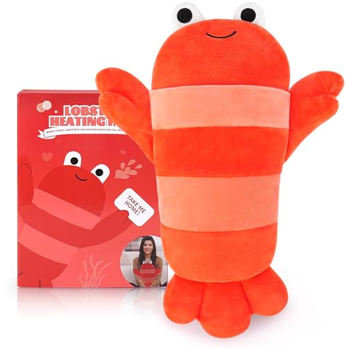 Microwave Heating Pad for Pain Relief,13.1 Cuddle Lobster Plushie Heating Pad Plush for Unisex,Heated Pad for Back Pain Neck Shoulder Stress Relief,Animal Weighted Plush Heat Pad Gifts for Women Man