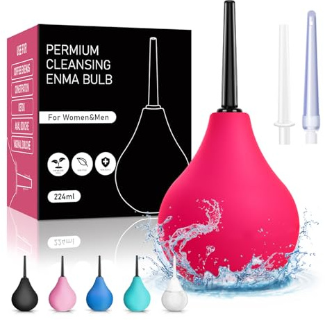 Clistere per pulizia ano anale - Peretta per Clistere Adulti Per Doccia Anale Lavanda Vaginale, per Donne Uomini Kit di Bulbi per Clistere 224ml（Rosa brillante）