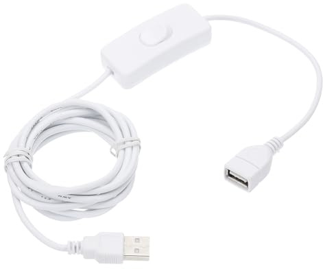 QUARKZMAN USB-kabel med på/av-vippbrytare, USB-kontakt till USB-uttag förlängningskabel 2,0 m vit, för LED-skrivbord LED-remsa