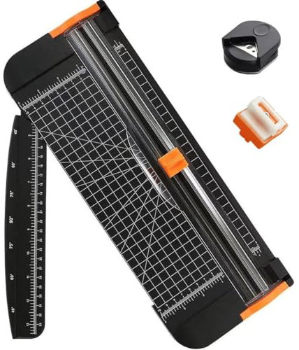 A4 Papierschneidemaschine Trimmer mit Sicherheitsschutz, Lineal und Eckenrunder, professionelles Papierschneidewerkzeug