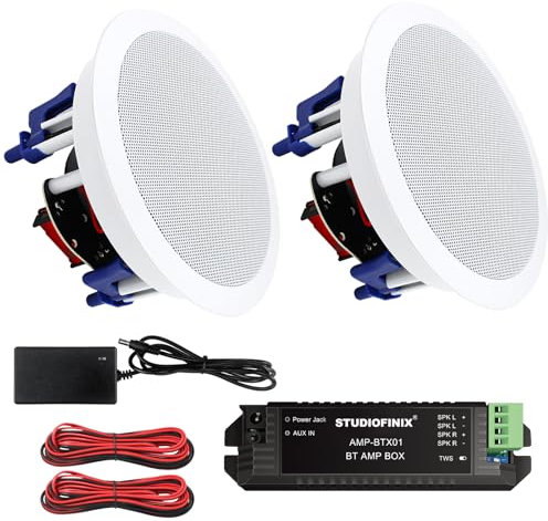 STUDIOFINIX Altoparlanti da soffitto Bluetooth da 5,25, 600 Watt, sistema di altoparlanti da incasso, adatti per interni, cucina, home theater, camera da letto, ufficio, patio coperto (2 altoparlanti