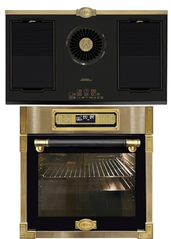 Kaiser EH 6726 AD+ KCT 9365 IEm - Horno eléctrico (80 L, cristal de color antracita, parrilla de infrarrojos, 11 funciones de funcionamiento con placa de inducción retro con extractor integrado de