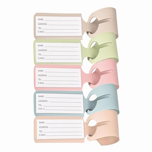 JOOTUEPO Étiquettes de Bagage, 5 Pcs Étiquettes d'Identification de Valise, Étiquette de Voyage Conception de Ruban Réglable, Pour Marquer Les Sacs à Main, Valises, Cartables, Sacs de Voyage