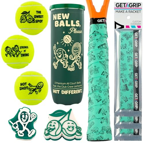 Get A Grip Tennis Gift Set: 3 Balls, 3 Overgrips & 2 Dampeners