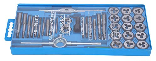 Set di maschi e filiere metriche da 40 pezzi per filettatura manuale e riparazione - Kit di utensili in acciaio al carbonio fresato con chiave regolabile e custodia - Forniture