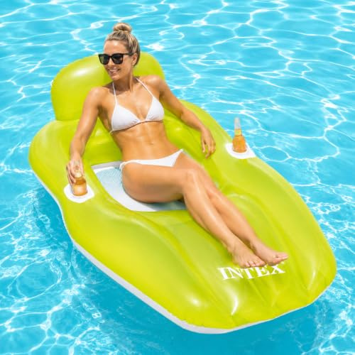 Fauteuil de natation, matelas gonflable, 188 x 71 cm, vert citron