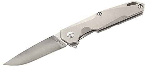 Herbertz Einhandmesser, Stahl AUS-8, Frame Lock, Flipper, Titan-Griffschalen, Titan-Clip, Fangriemenöse, hochwertiges Klappmesser, scharfes Taschenmesser