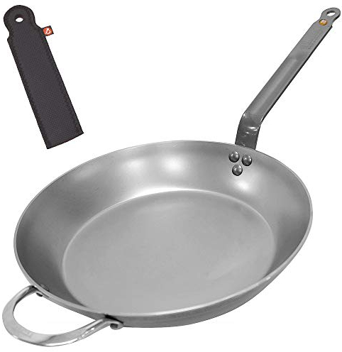 Eisenpfanne de Buyer 5110 Runde Lyonnaise Bratpfanne aus schwerem Eisenstahl Griffschutzz (36 cm)