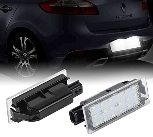 OZ-LAMPE LED Luz de matrícula para Renaul-t Vel Satis Twingo II Clio III Clio IV Espace IV Laguna III Laguna II Phase II Master II Megane II Megane III, Luz de la Placa del Auto 2 Piezas Canbus