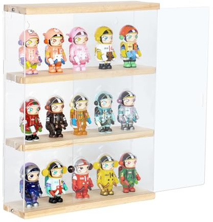 Nynelly 3-Ebenen-Acryl-Vitrine, Wand montiert Display Box Countertop Schrank für Sammlerstücke, klare Vitrine mit Tür für Mini Funko Pop, Action-Figur