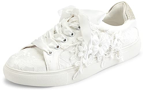 JIAJIA 8837A Bröllopsskor Brud Sneakers Lägenheter Brud Tennis Skor Spets Sneakers
