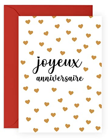 Central 23 Carte d'anniversaire mignonne pour homme - Joyeux anniversaire - Coeurs - Cadeau d'anniversaire pour femme - Carte d'anniversaire douce pour fille - Livré avec autocollants