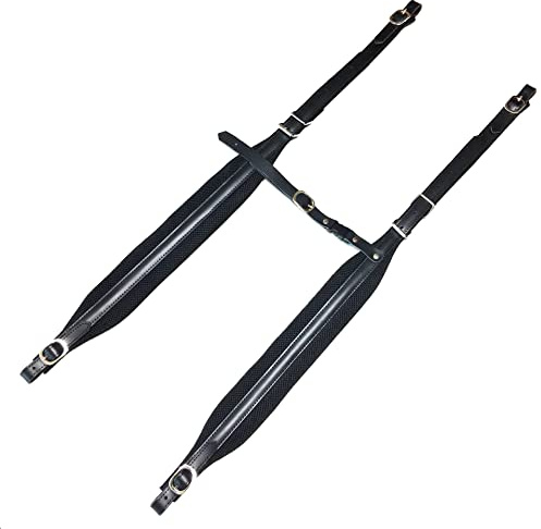 BORGBAR Accordion Shoulder Strap with Shoulder Pad Adjustable Length 81-99cm Black Soft Leather Accordion Straps for 60-120 Bass Instrument Accessories