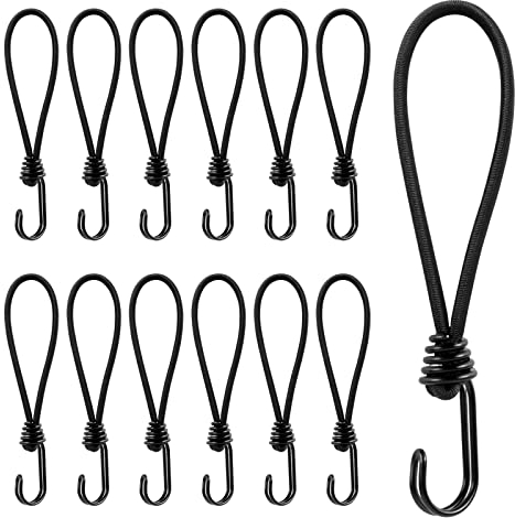 TaoTazon Ganci Elastici 24 pezzi, Elastici Cinghie di Fissaggio per Telone 20 cm, Tenditori per Teloni con Doppio Ganci, Corde Elastiche con Gancio