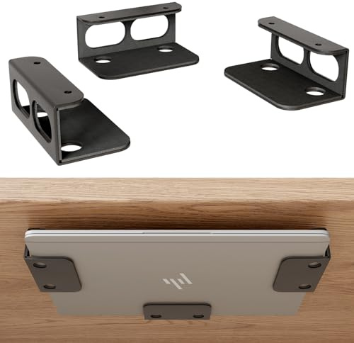 otuiaim Support sous Bureau/Montage Mural - Acier Renforcé de 2mm – Support Métallique Multifonctionnel pour Ordinateur Portable/Tablette/Clavier/Routeur, pour Appareils Épaisseur < 3,6cm