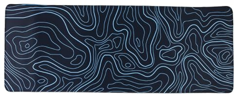 lachineuse XXL musmatta – topografisk karta – blå – 800 x 300 x 3 mm – original dekoration – halkfri och vattentät – dekoration – presentidé Japan Asien