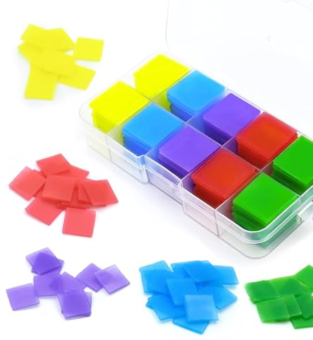 BRITECO Diamond Art Painting Wax Squares - 100 Pcs Wax Pads for 5D Diamond Art, Glue Clay Square Gem Arts DIY Accessories, Silicone, Easy Application, with Storage Box, 5 Colors