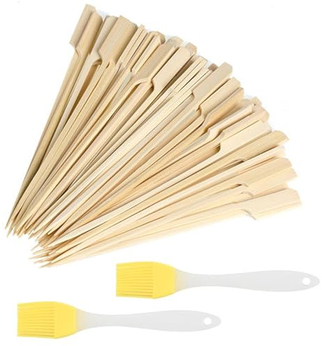 200 Brochettes De Barbecue Et 2 Brosses À Huile, Outils De Fabrication De Barbecue, Accessoires De Barbecue, Outils De Cuisson, Fournitures De Cuisine, Brosses En Silicone.