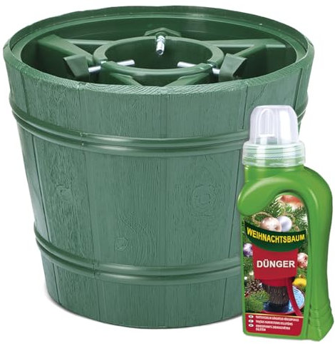 Weihnachtsbaumständer Ø 29 cm | Christbaumständer für Bäume bis Ø 9 cm - 2,5 m | Tannenbaumständer mit Baumdünger für stabile und langlebige Weihnachtsdeko, verlängert die Frische des Baumes | Braun