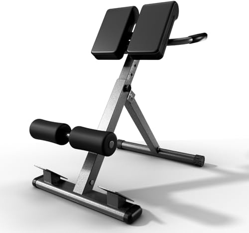 FITKS360 Banco de hiperextensión para silla romana, máquina de extensión de espalda ajustable para glúteos, isquiotibiales y espalda baja, equipo de entrenamiento plegable multiusos para gimnasio en