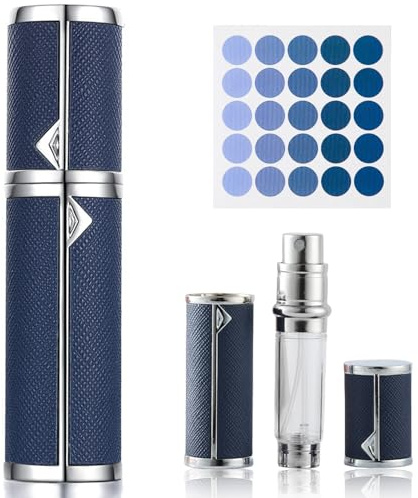 CLKE 5ml Perfume Atomiser, Refillable Perfume Bottle, Travel Perfume Atomiser Refillable Spray, Portable Aftershave Travel Bottle, Leak Proof Mini Perfume Dispenser for Women Men (Blue)